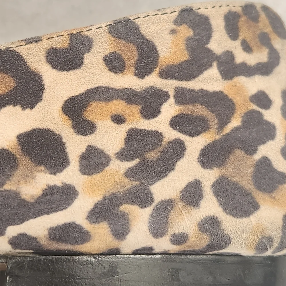 Kate Spade Loafers 8.5 Leopard Tan Leather Daphne Black Bow Logo Animal Print